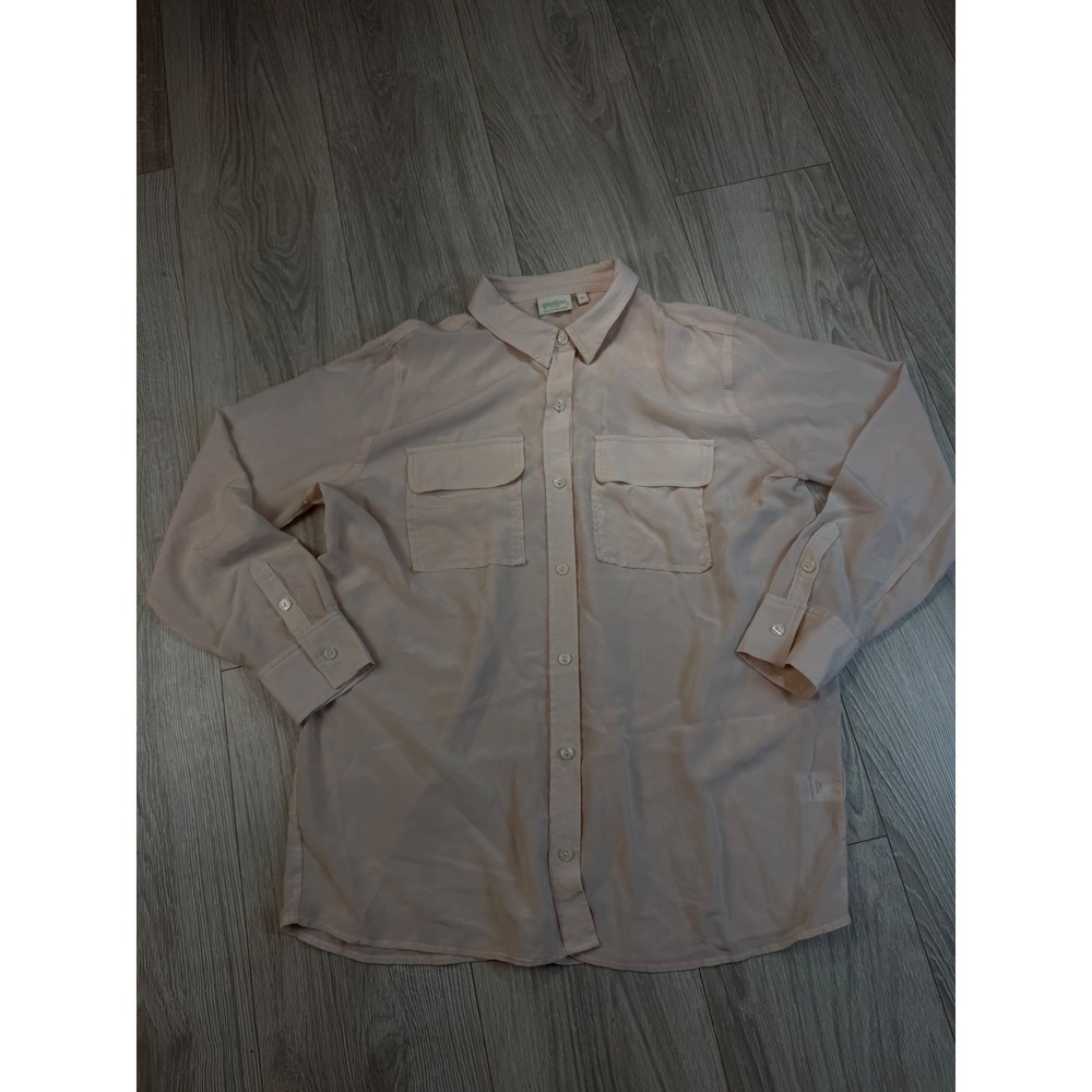 Spartina‎ 449 Womens 100% Silk Button Down Blouse Pink Utility Pocket Shirt M